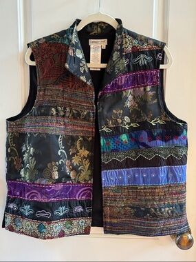Coldwater Creek Black Label Patchwork Vest with Multicolor Panels